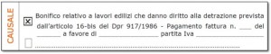 Bonifico per Bonus IRPEF
